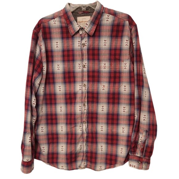 Weatherproof Vintage Western Shirt Plaid Red Button Down Tribal Mens Large EUC - Picture 1 of 12